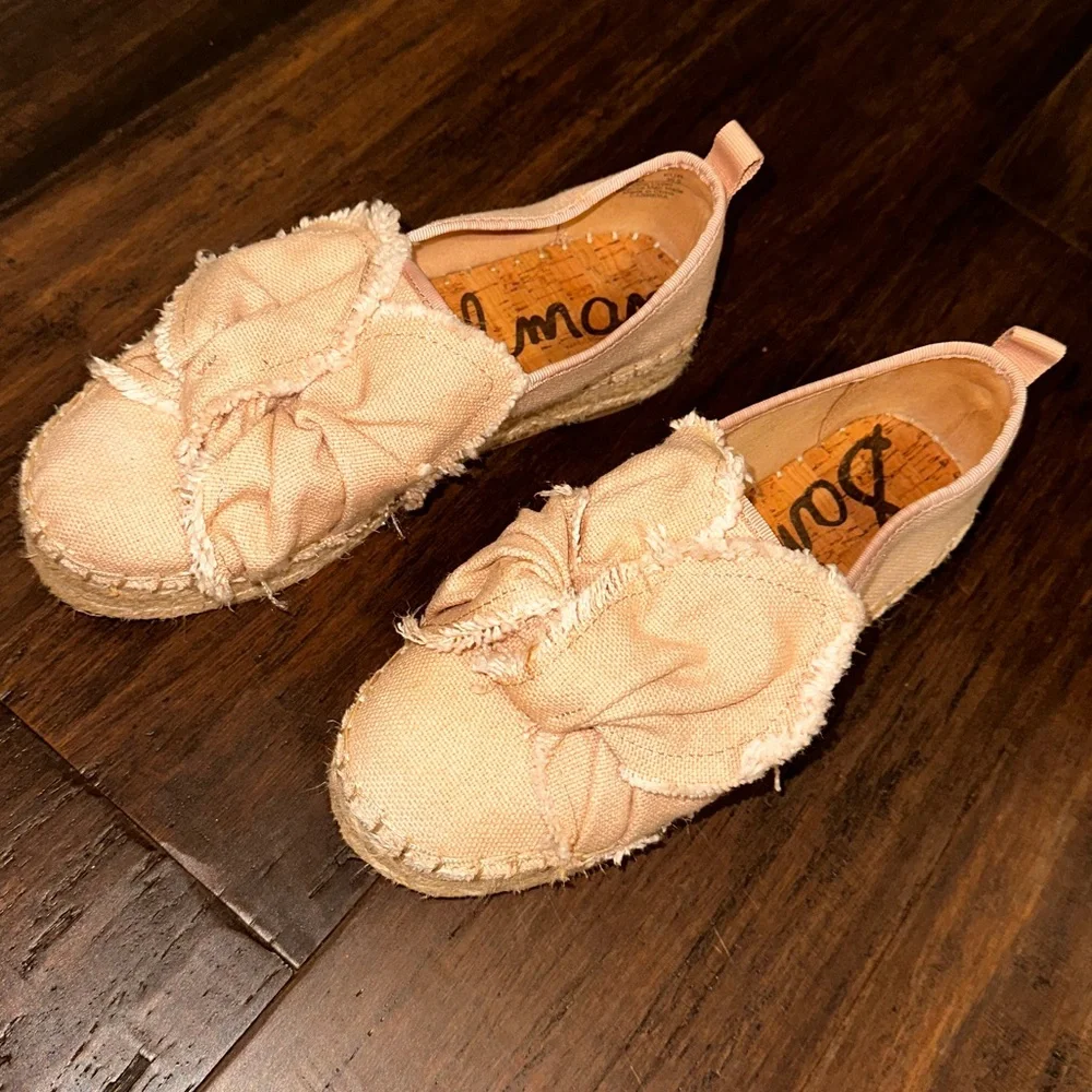 Sam Edelman Cabrera Platform Espadrille Slide On Pink Canvas Size 6.5